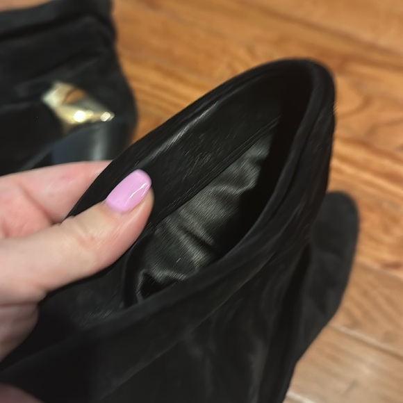 Stuart Weitzman black suede slouch boot with gold hardware - Picture 8 of 8